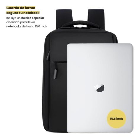 Mochila para Notebook con Puerto USB 15" Negra Levo-3