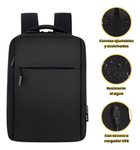 Mochila para Notebook con Puerto USB 15" Negra Levo-5