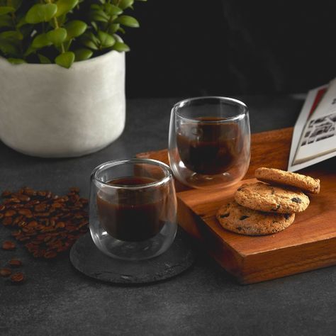 Set 2 Tazas Vidrio Doble Pared Expreso 80 ml Simplit-4