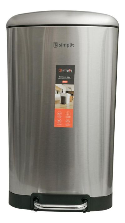 Basurero Cocina Iron 40lts Pedal Acero Inox Simplit-0