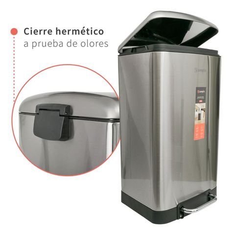 Basurero Cocina Iron 40lts Pedal Acero Inox Simplit-6