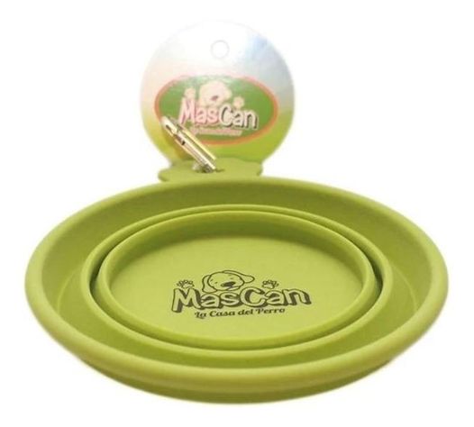 Plato Plegable Silicona Simple Verde Para Perro M Mascan-1