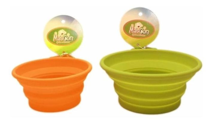 Plato Plegable Silicona Simple Verde Para Perro M Mascan-2