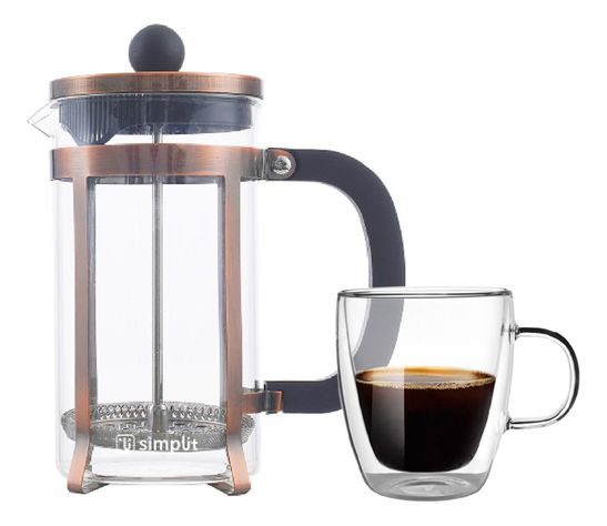 Pack Cafetera Francesa 600 ml + Taza Vidrio 350ml Simplit-0