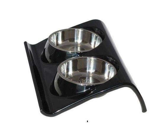 Plato Melamina Doble Z Talla S Negro Perro Mascan-0