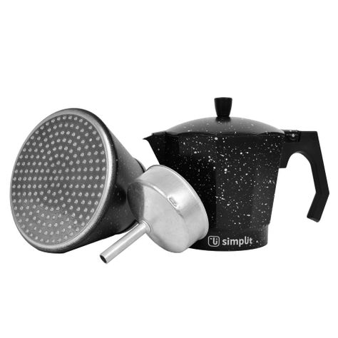 Cafetera Italiana Negra Granito 12 Tazas-3