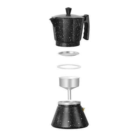 Cafetera Italiana Negra Granito 12 Tazas-4