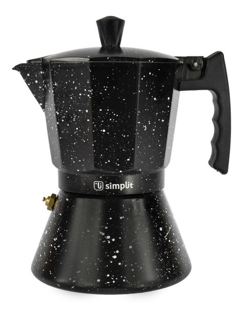 Cafetera Italiana Negra Granito 4 Tazas Simplit-0
