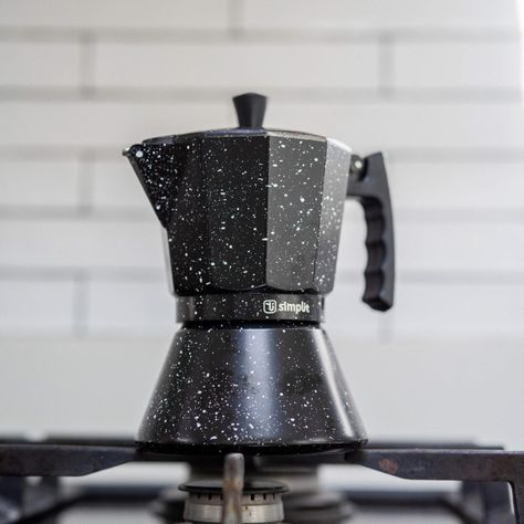 Cafetera Italiana Negra Granito 4 Tazas Simplit-7