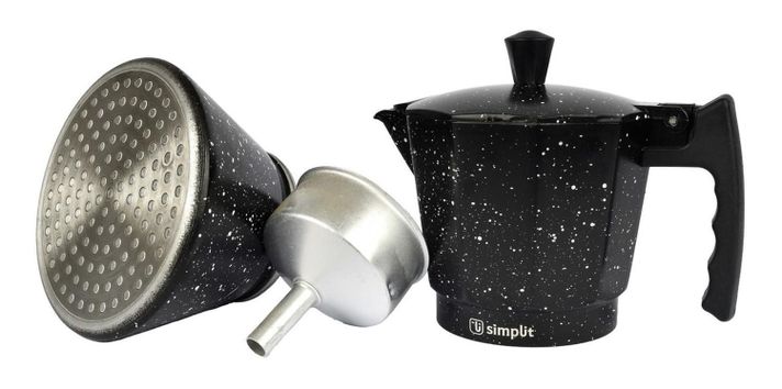 Cafetera Italiana Negra Granito 4 Tazas Simplit-4