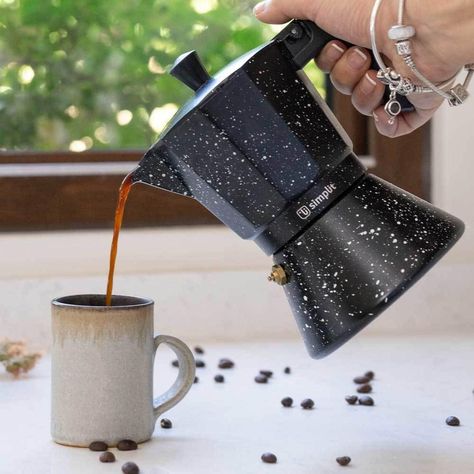 Cafetera Italiana Negra Granito 4 Tazas Simplit-6