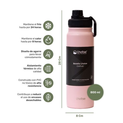 Botella Térmica Coihue Pink 800 Ml Lhotse-1