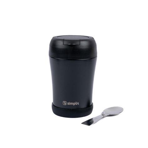 Termo Comida 400ml Negro Cuchara Acero Inox Simplit-0