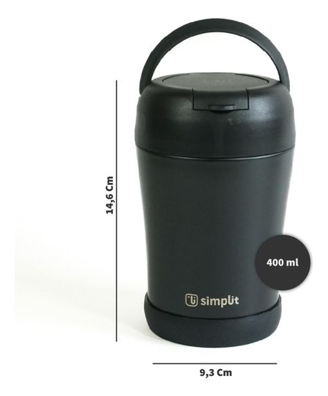 Termo Comida 400ml Negro Cuchara Acero Inox Simplit-4