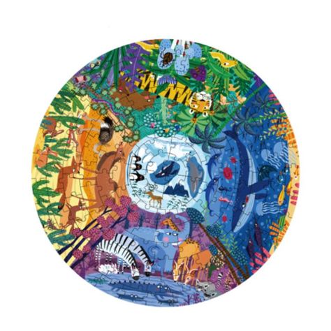 Puzzle 150pcs Redondo Animales Alrededor Del Mundo Mideer-0