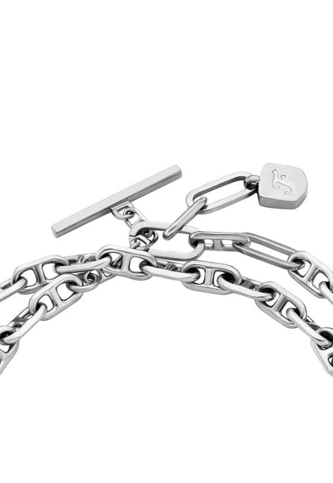 Pulsera Doble Fossil  JA7245040 Plateado Mujer-2