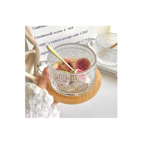 SET 2 TAZAS PARA CAFE Y TE de Cristal con Tapa de Bambú Diseño Girasol-0