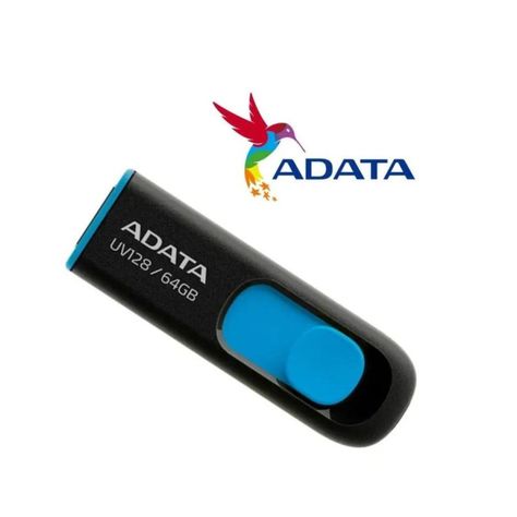 Pendrive Adata UV128 64gb 3.2 Gen 1 Negro/Azul Retráctil-2