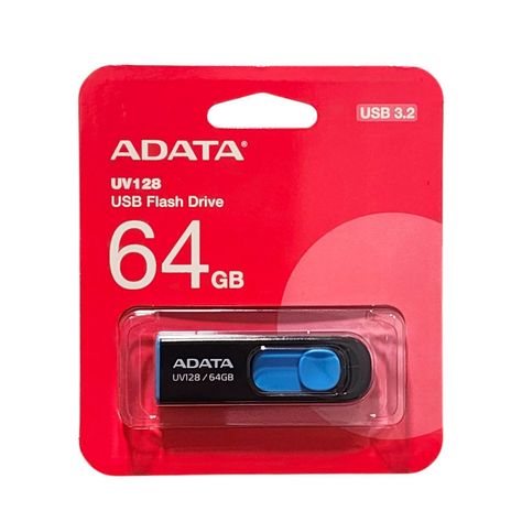 Pendrive Adata UV128 64gb 3.2 Gen 1 Negro/Azul Retráctil-3