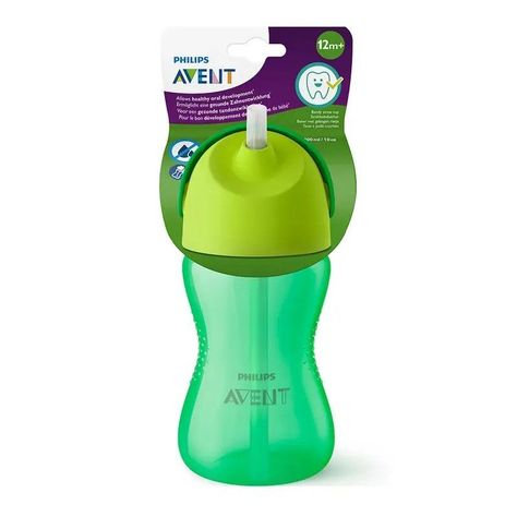 Vaso Bombilla Flexible 300ml Avent Dino Verde 12m+ SCF798/01-1