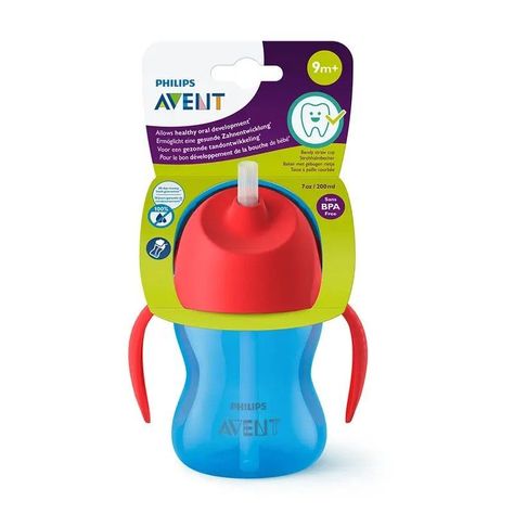 Vaso Bombilla Flexible 200ml Avent Dino Azul 9m+ SCF796/01-2