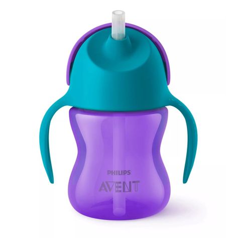 Vaso Bombilla Flexible 200ml Avent Dino Morado 9m+ SCF796/02-0