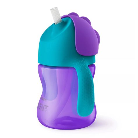 Vaso Bombilla Flexible 200ml Avent Dino Morado 9m+ SCF796/02-1