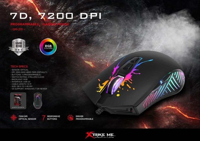 Mouse Gamer Xtrike Me Pro 7200dpi Gm-215-5