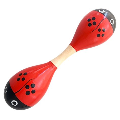 Maraca Doble Martillo de Madera Sonajera Niños Roja 55503-0