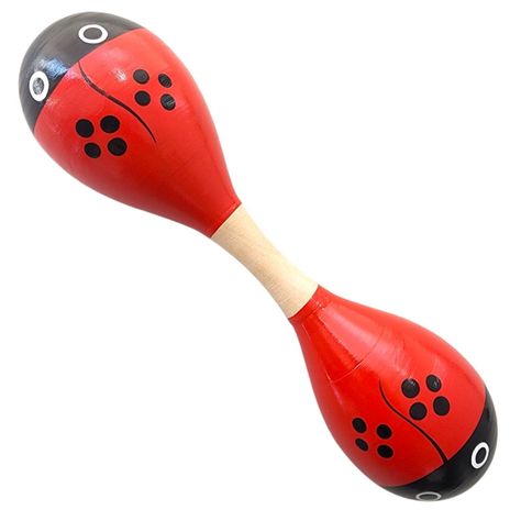 Maraca Doble Martillo de Madera Sonajera Niños Roja 55503-2