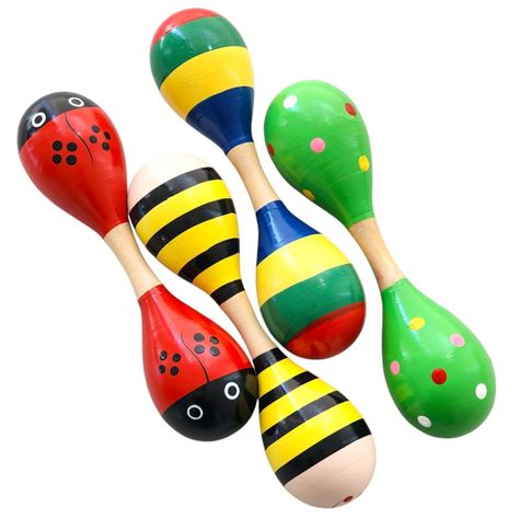 Maraca Doble Martillo de Madera Sonajera Niños Roja 55503-3