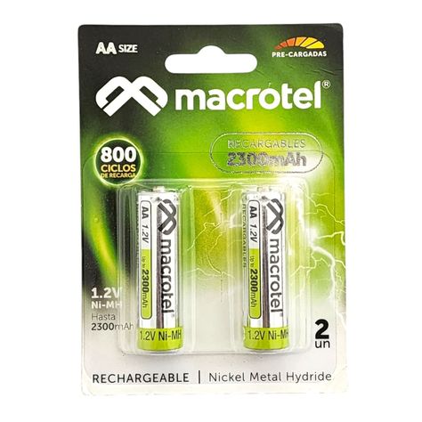 Pack 2 Pilas Recargables AA 1.2v Macrotel 2300mha-0