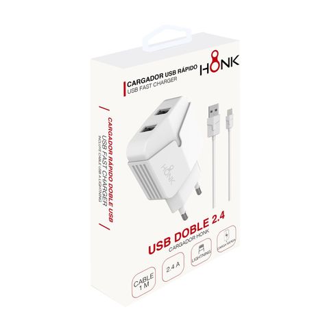 Cargador Pared Doble y Cable Lightning Honk 2.4A -1