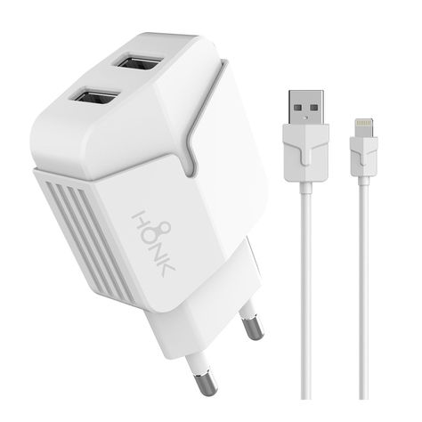 Cargador Pared Doble y Cable Lightning Honk 2.4A -0
