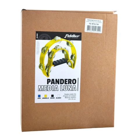 Pandereta Media Luna Doble Fila Sonaja 20x20cm Blanca-5