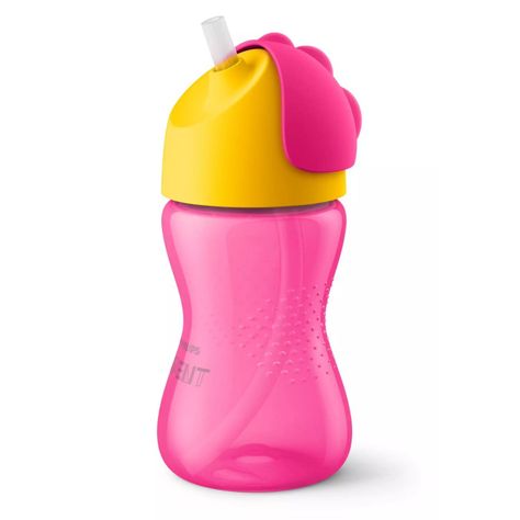 Vaso Bombilla Flexible 300ml Avent Dino Rosado 12m+ SCF798/02-2