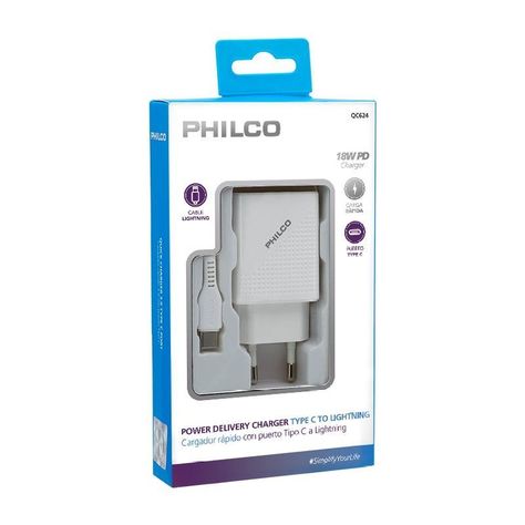 Cargador Philco Rapido PD 18W USB-C a Lightning-0