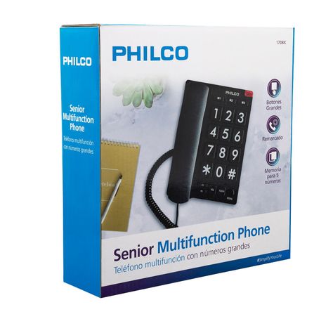 Teléfono Fijo Philco Números Grandes 170BK Negro-4
