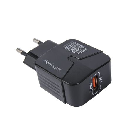 Cargador De Pared USB-A QC3.0 3.A Tecmaster Negro-0