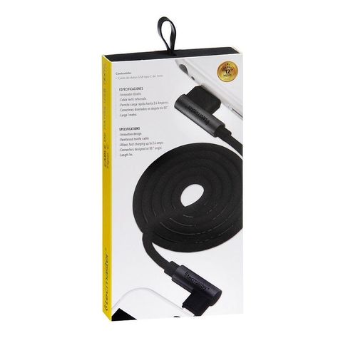 Cable Usb Tipo C Textil 90° Tecmaster Negro-2