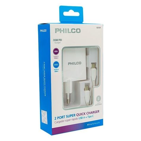Cargador Super Rapido Philco 30W PD-1
