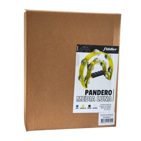 Pandereta Media Luna Doble Fila Sonaja 20x20cm Amarillo-6
