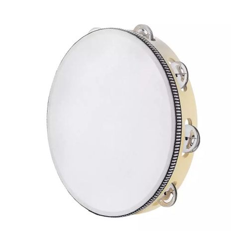 Pandero Madera Con Parche 10” Sonajas Metal-0