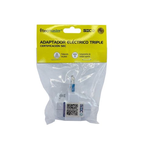 Enchufe Adaptador de pared 3 Tomas TM-800102wh Tecmaster -2