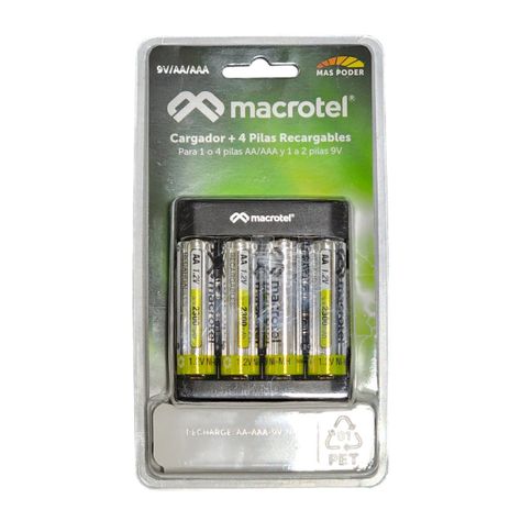 Pack Cargador USB-C con 4 pilas AA Macrotel 2300mha-0