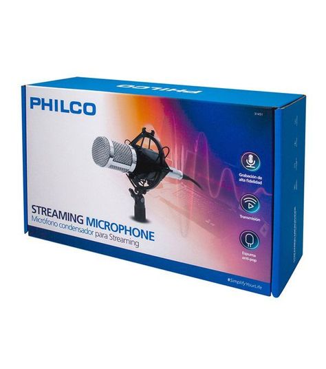 Microfono Condensador Streaming Philco -1
