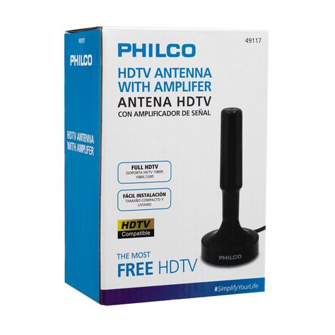Antena Hdtv con Amplificador de Señal Philco Negro-3