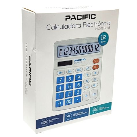 Calculadora Electrónica Pacific 12 dig PAC01122LB Celeste-3