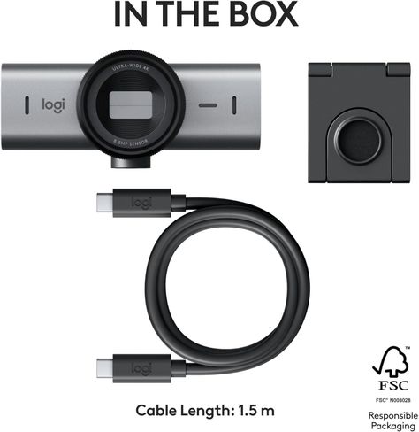 Logitech MX Brio (4K, 8.5MP, Micrófono, USB-C, Gris)-3