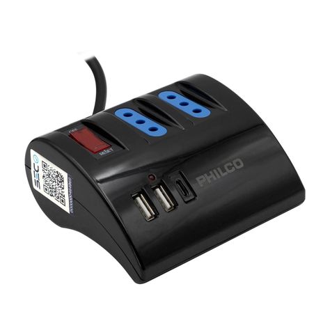 Extension Escritorio 220V + 2 USB 1 USB-C Philco-0